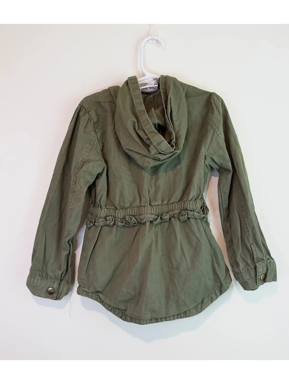 Little Lass Girls Olive Green Hooded Jacket with Embellishments Size 6